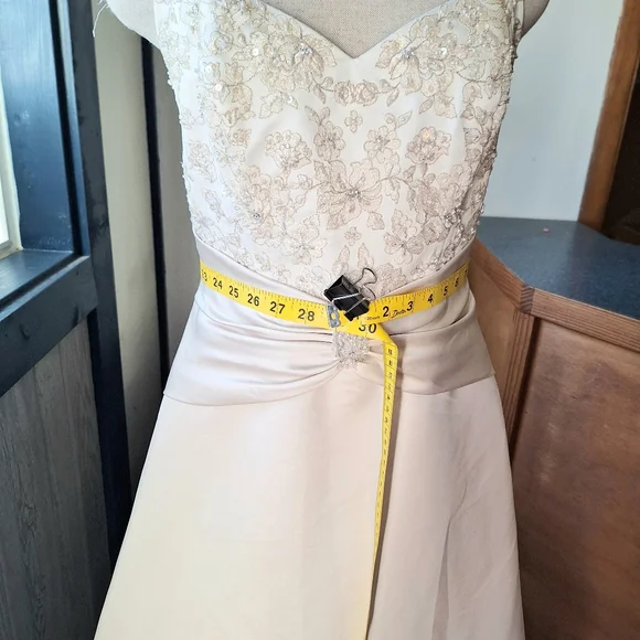 David's Bridal Ivory/Champagne Beaded Wedding Gown, Size 6, Style#E9370, NWT